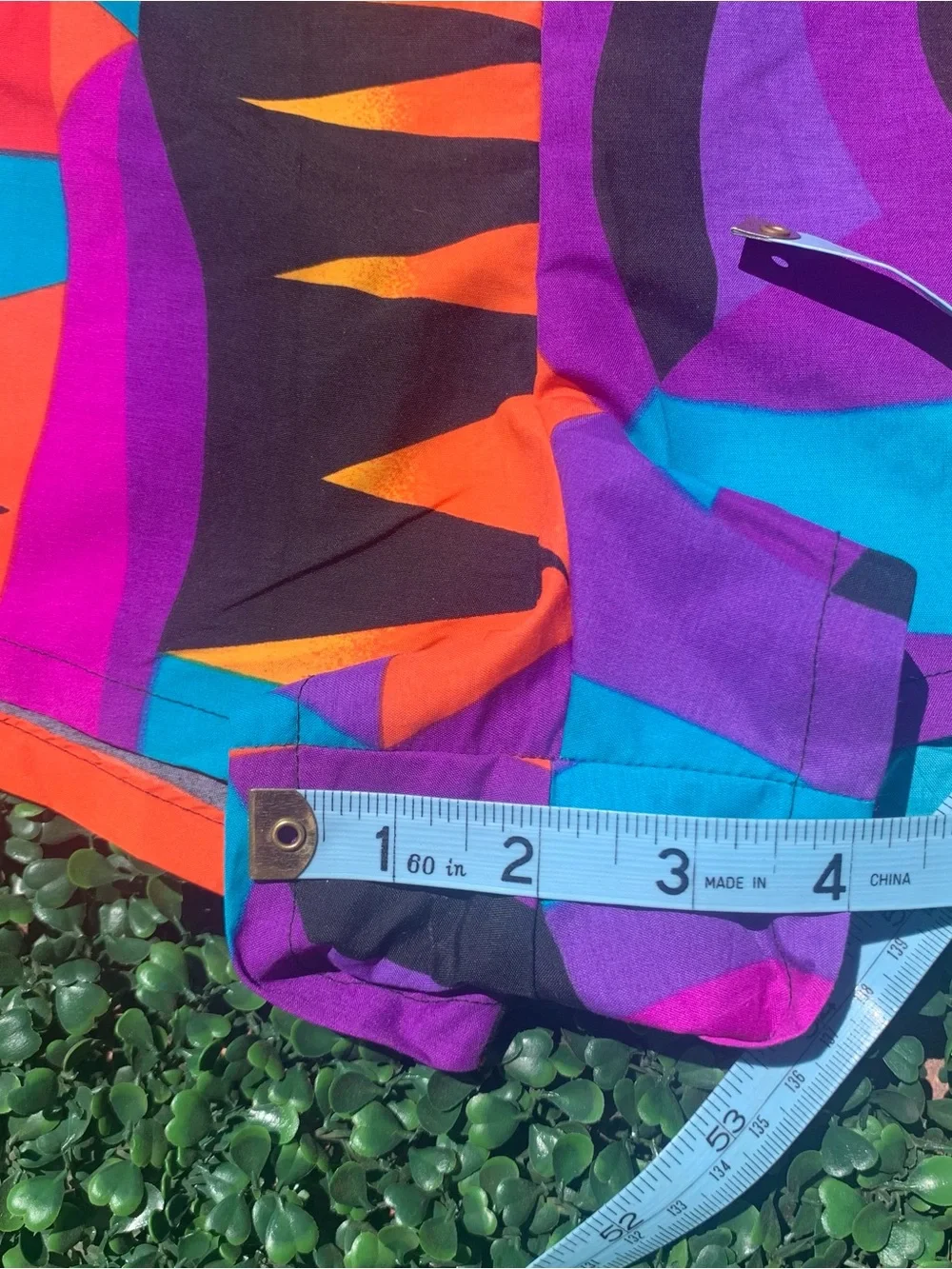 Vintage SPEEDO Maximalist Geo Sunset Swim Trunks / Shorts - needs elastic repair